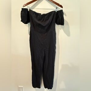 Abercrombie & Fitch Black Off-Shoulder Jumpsuit Size S